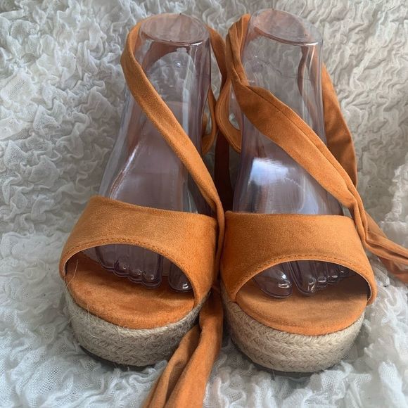 Orange Wedge Sandals - Picture 2 of 13